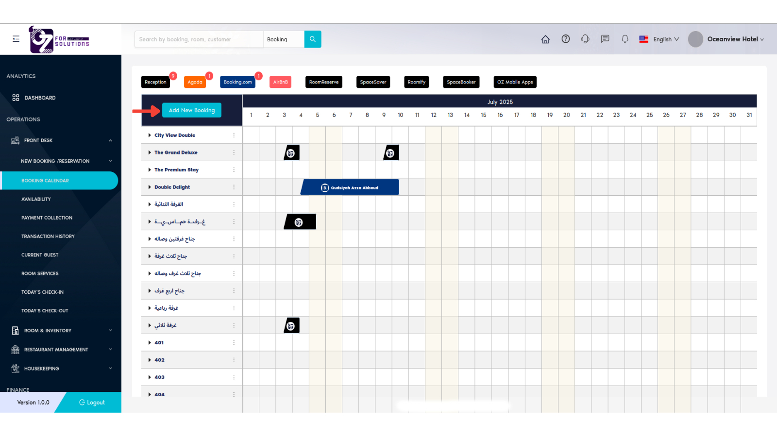 Click On Add New Booking