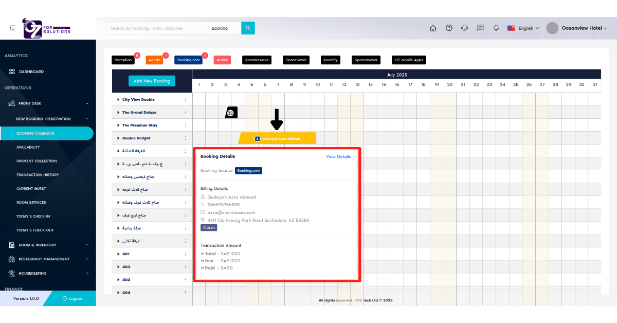 Review Booking Information