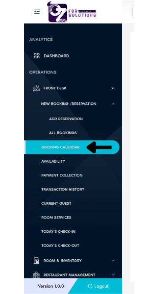 Side Bar Booking Calender
