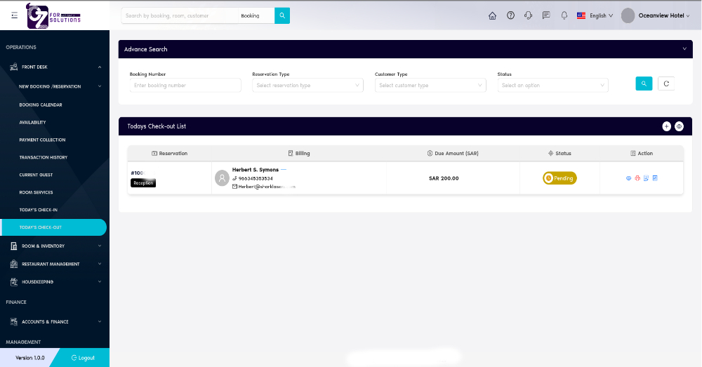 Today's Check-Out Screenshot